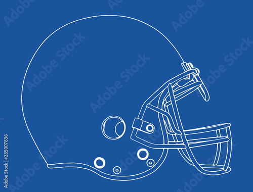 american football helmet drawing on blue background vector