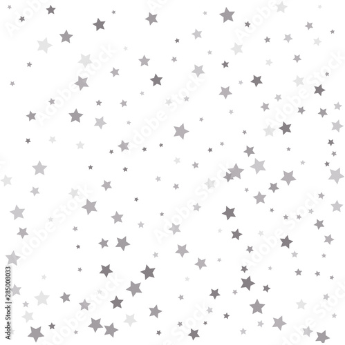 Shiny background. Abstract pattern of random falling silver stars.