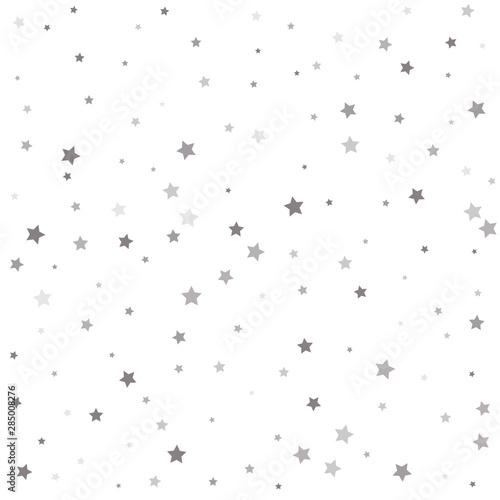 Silver flying stars confetti magic cosmic christmas vector. Holiday party decor.