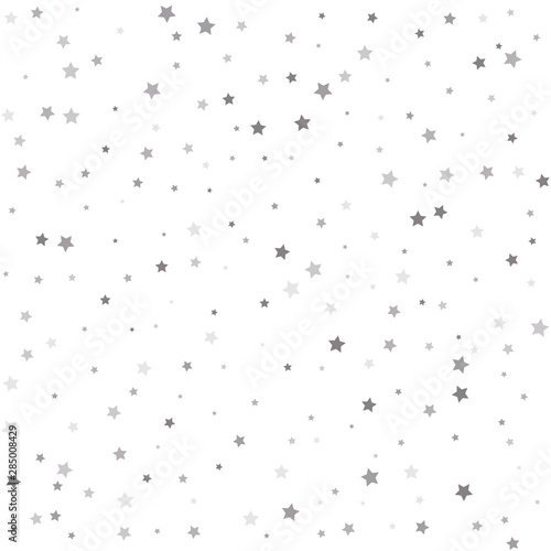 Abstract pattern of random falling silver stars. Vector illustration.