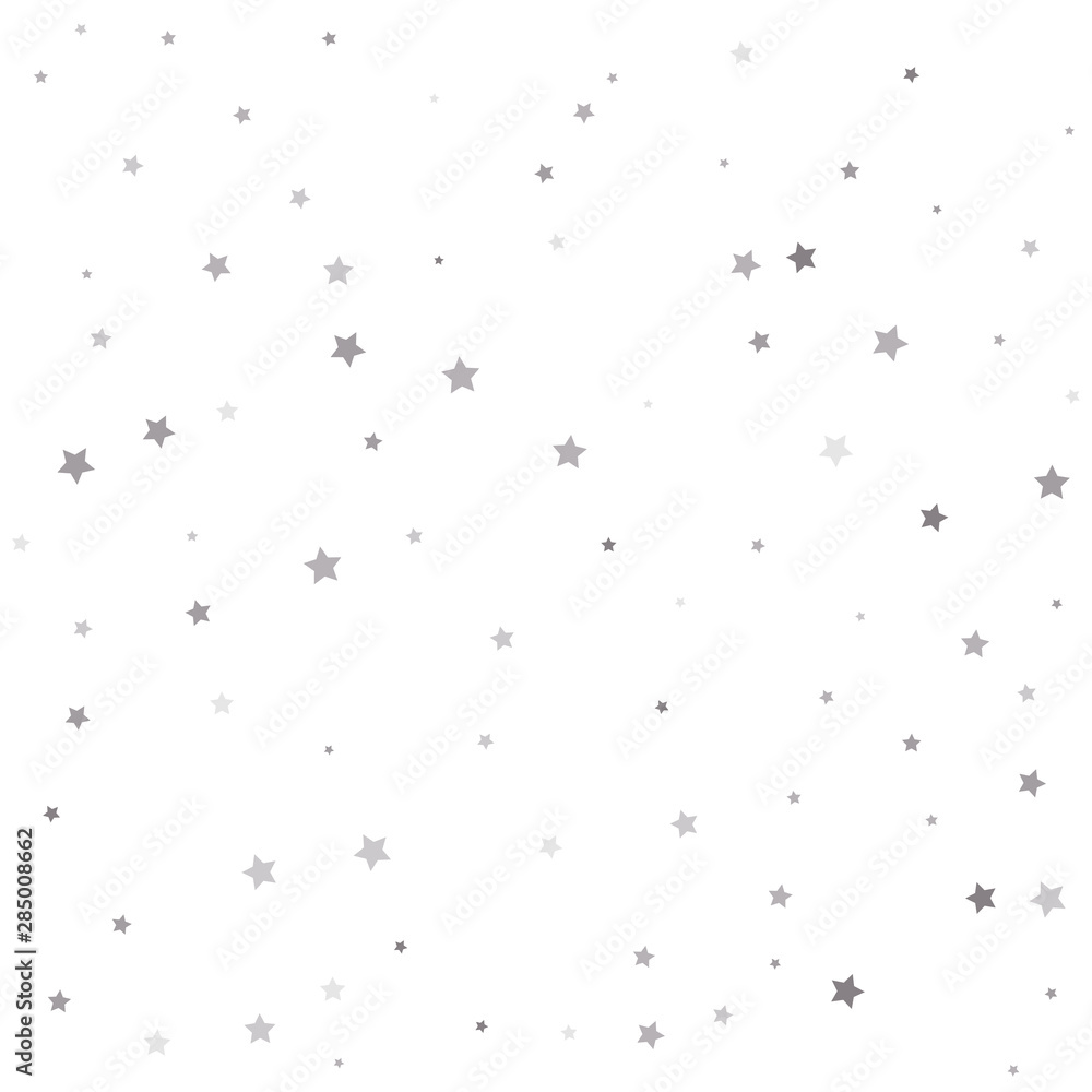 Christmas and New Year card, invitation, postcard, paper packaging. Christmas stars background vector, flying silver sparkles confetti. Christmas and New Year card, invitation, postcard, paper packaging. Christmas stars background vector, flying silver sparkles confetti.