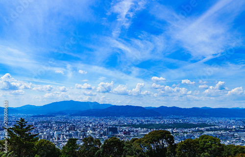Landscape of Kyoto city in summer Japan