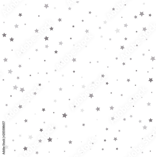Christmas stars background vector, flying silver sparkles confetti. Confetti cover from silver stars.