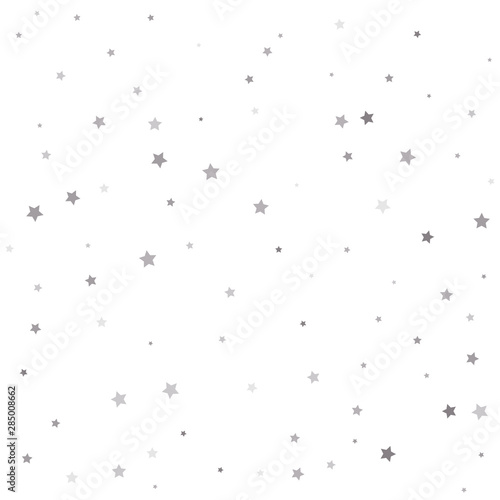 Christmas and New Year card  invitation  postcard  paper packaging. Christmas stars background vector  flying silver sparkles confetti.