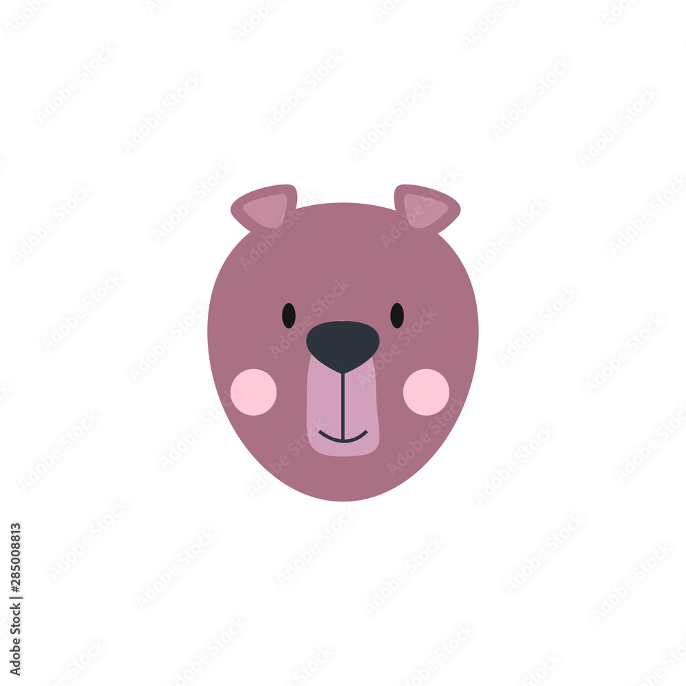 Cute bear round vector graphic icon.grizzly bear animal head, face illustration. Isolated on white background Cute bear round vector graphic icon.grizzly bear animal head, face illustration. Isolated on white background