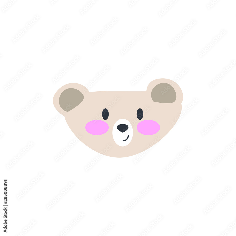 Cute bear round vector graphic icon.grizzly bear animal head, face illustration. Isolated on white background Cute bear round vector graphic icon.grizzly bear animal head, face illustration. Isolated on white background