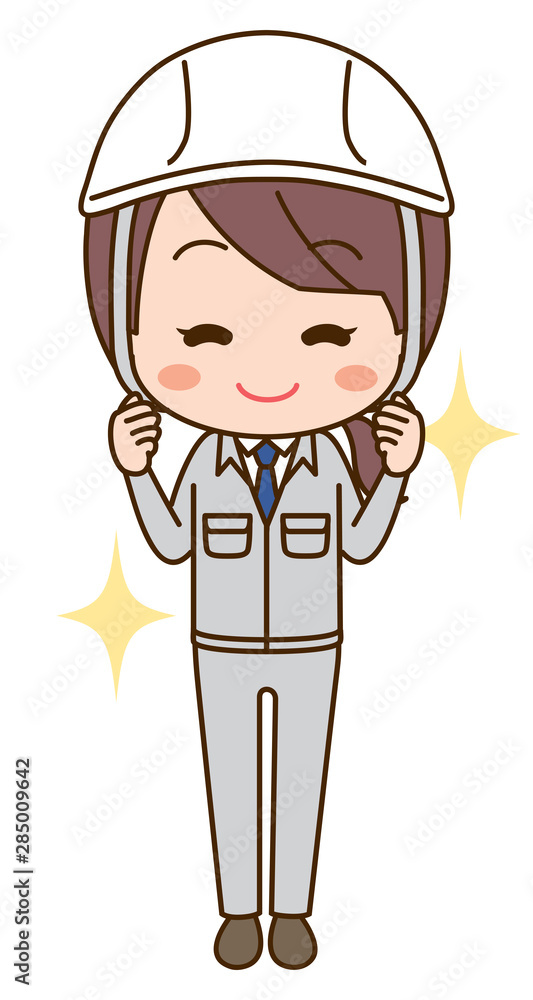 Illustration that a woman in work clothes is cheering Illustration that a woman in work clothes is cheering