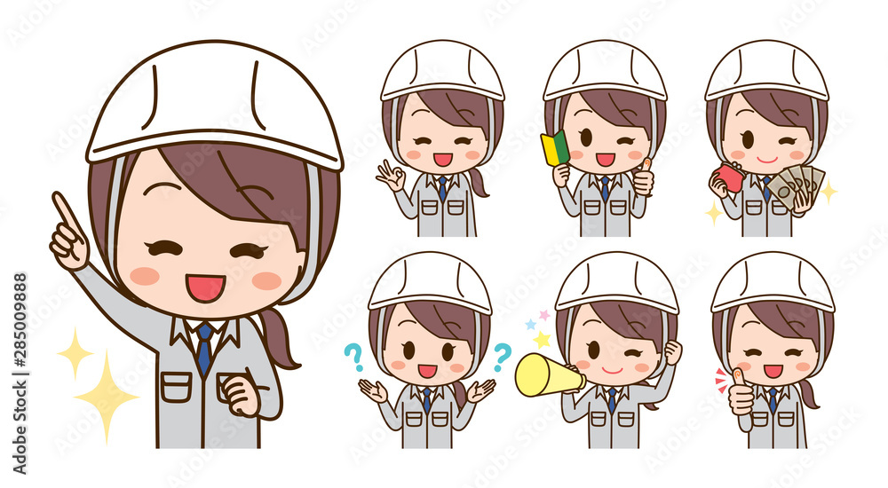 Illustration set of women wearing work clothes Illustration set of women wearing work clothes