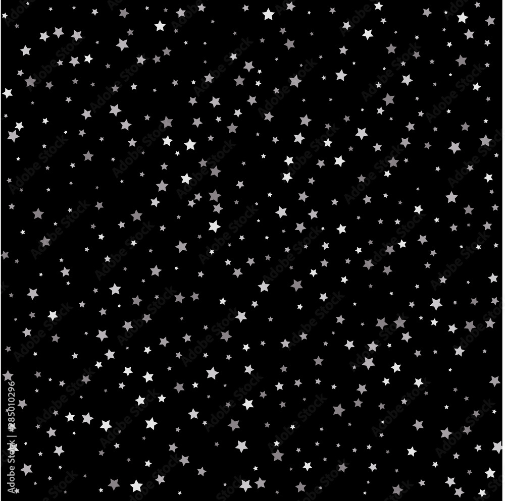 Silver flying stars confetti magic cosmic christmas vector. Vector illustration.
