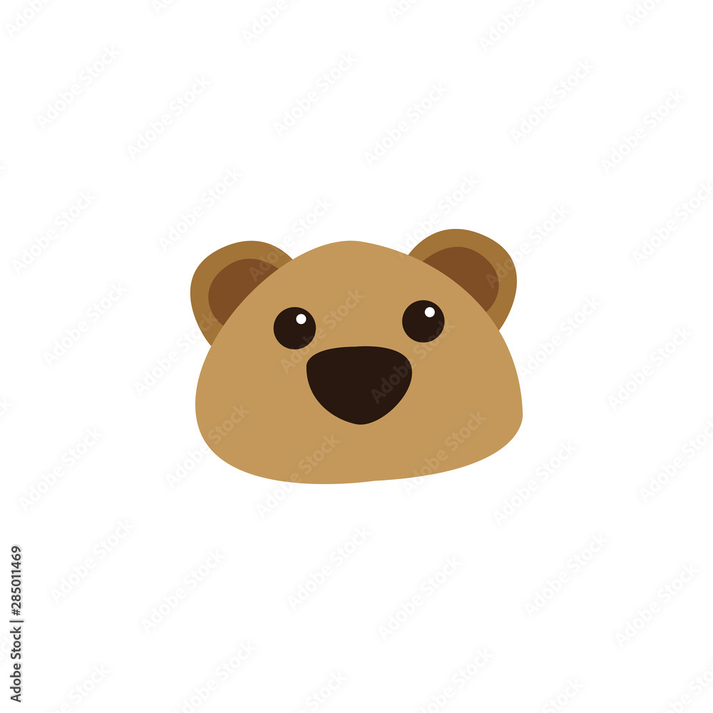 Fototapeta premium Cute bear round vector graphic icon.grizzly bear animal head, face illustration. Isolated on white background