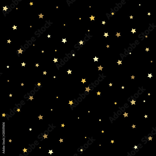 Gold flying stars confetti magic cosmic christmas vector. Vector illustration.