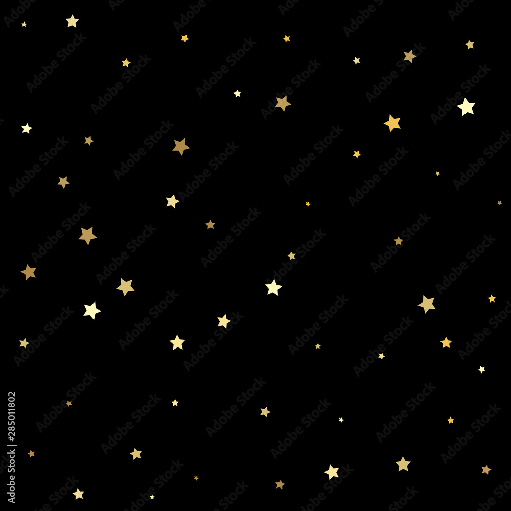 Confetti cover from gold stars. Golden stars on a square background. Confetti cover from gold stars. Golden stars on a square background.