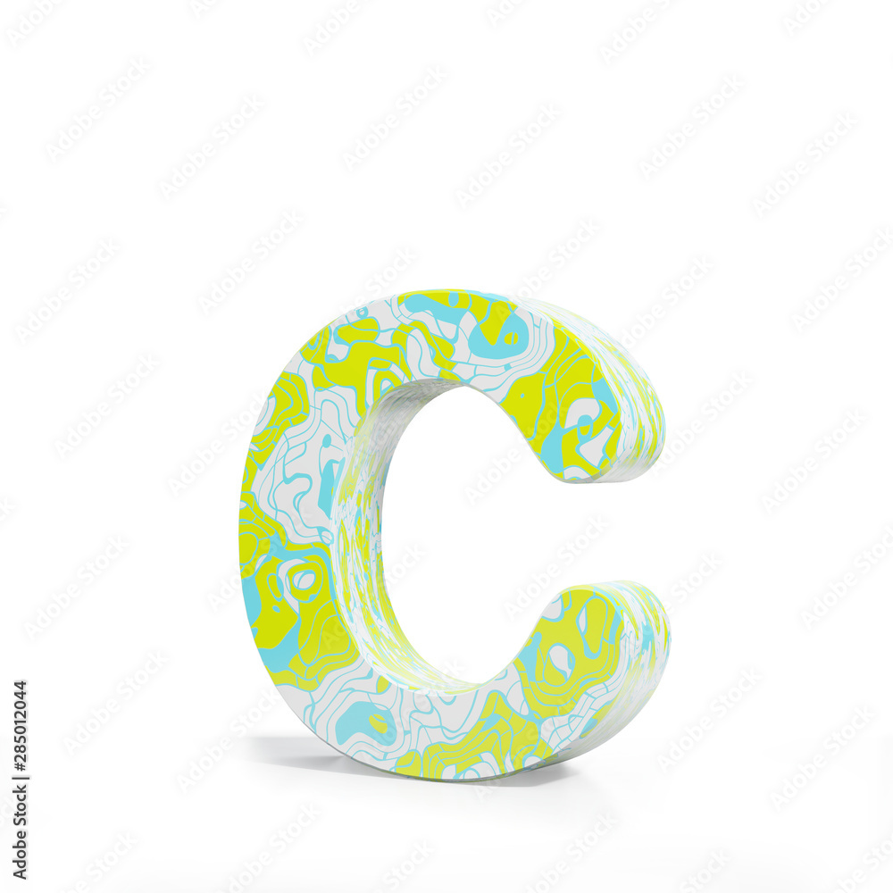 3D rendering letter small C on white background. Signs and symbols. Colorful Alphabet. Textured materials. 3D rendering letter small C on white background. Signs and symbols. Colorful Alphabet. Textured materials.