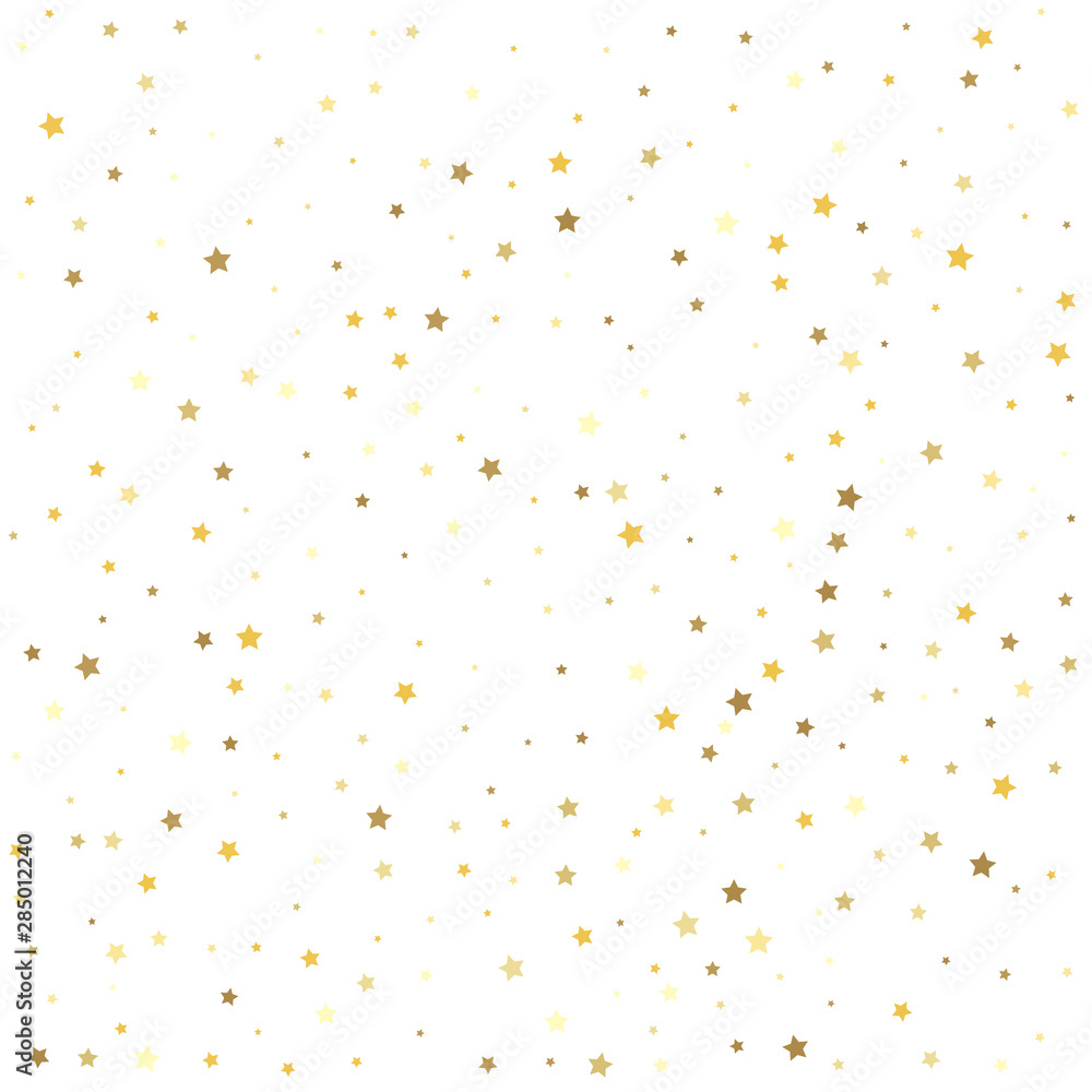 Christmas stars background vector, flying gold sparkles confetti. Sparkle tinsel elements celebration graphic design. Christmas stars background vector, flying gold sparkles confetti. Sparkle tinsel elements celebration graphic design.