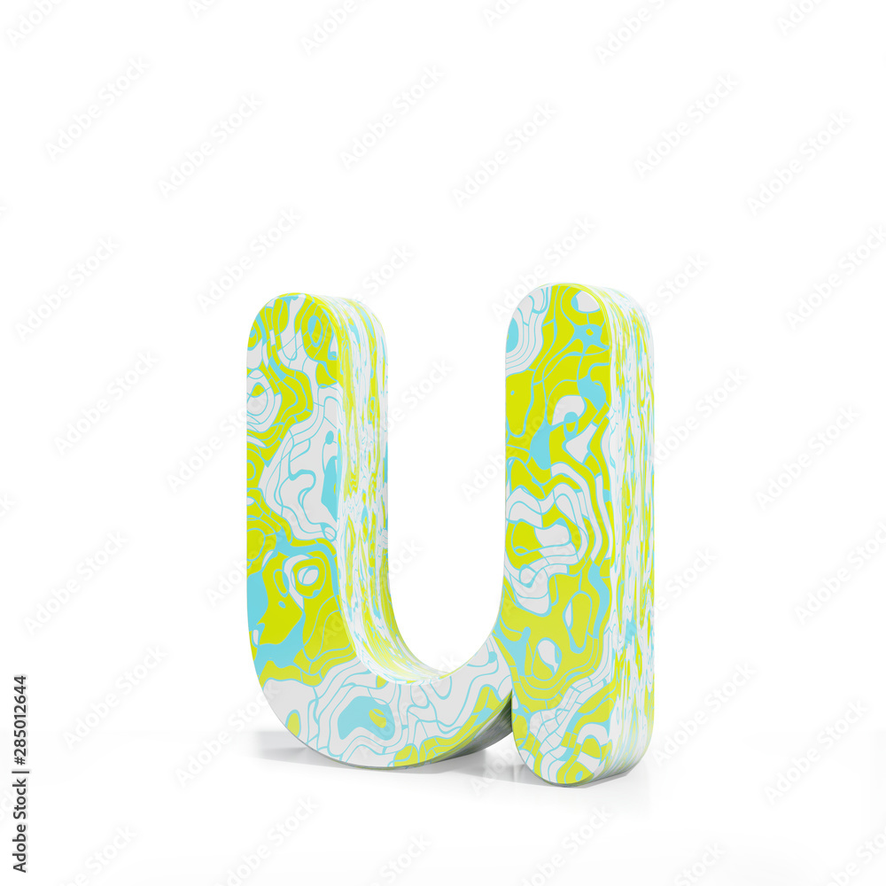 3D rendering letter small U on white background. Signs and symbols. Colorful Alphabet. Textured materials. 3D rendering letter small U on white background. Signs and symbols. Colorful Alphabet. Textured materials.