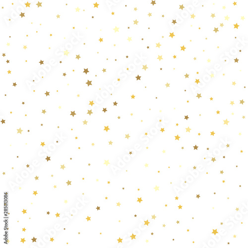 Golden stars on a square background. Premium sparkles stardust background pattern.