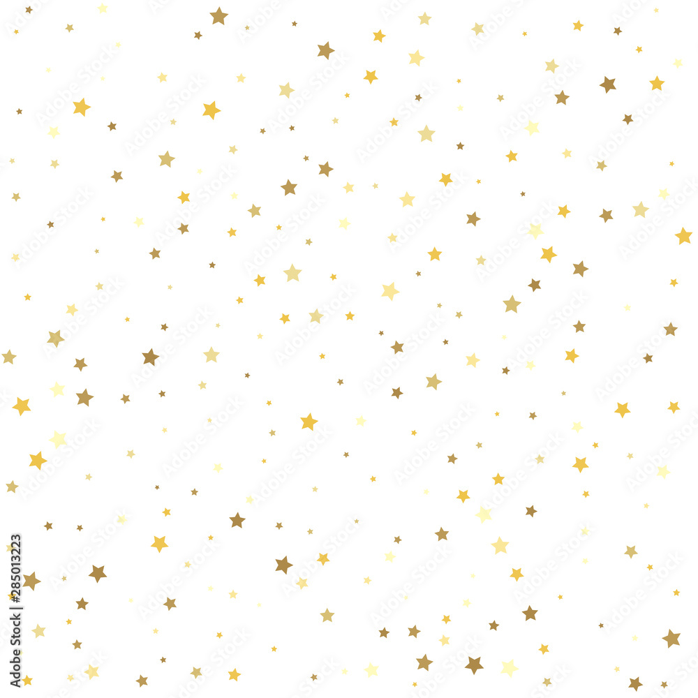 Christmas stars background vector, flying gold sparkles confetti. Gold stars on a white background. Christmas stars background vector, flying gold sparkles confetti. Gold stars on a white background.