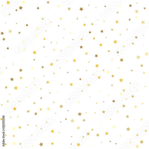 Confetti celebration. Gold stars on a white background.