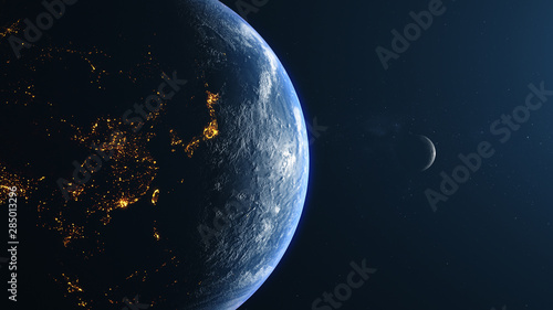 Asia China Earth Moon Left View Background
