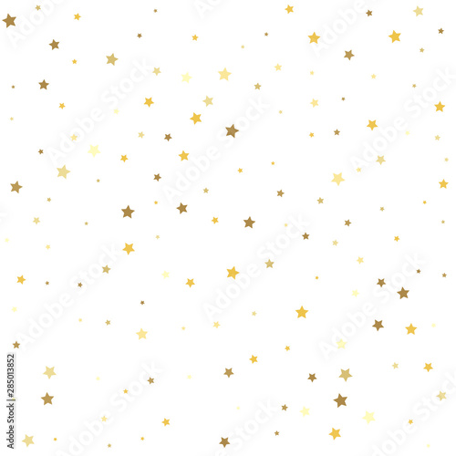 Abstract pattern of random falling gold stars. Glitter pattern for banner  greeting card.