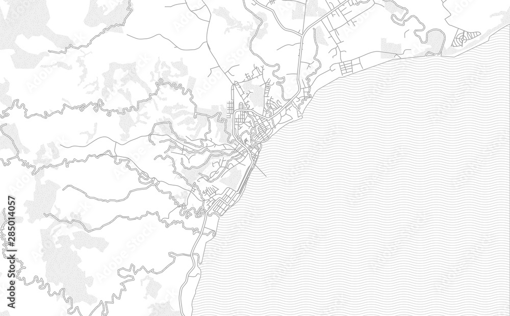Puerto Armuelles, Chiriquí, Panama, bright outlined vector map