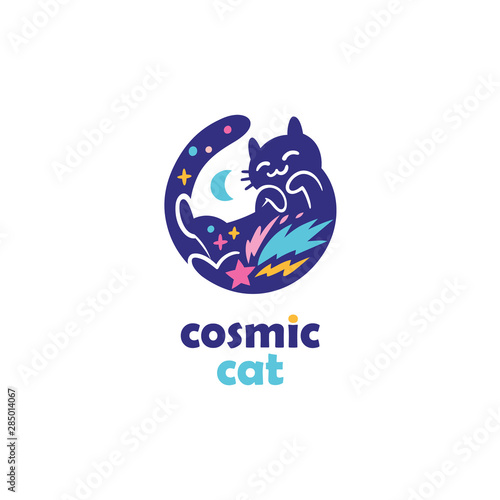 Cat silhouette logo design. Logotype concept icon.