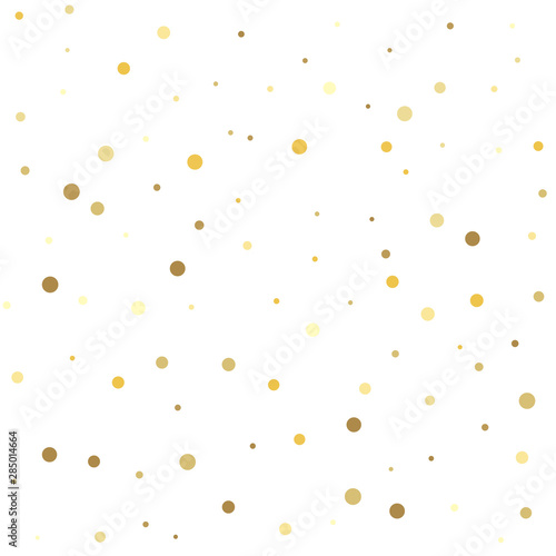 Christmas and New Year card, invitation, postcard, paper packaging. Gold dots on a white background.