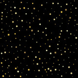 Gold stars. Christmas stars background vector, flying gold sparkles confetti.