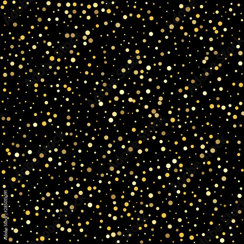 Abstract pattern of random falling gold dots. Gold dots.