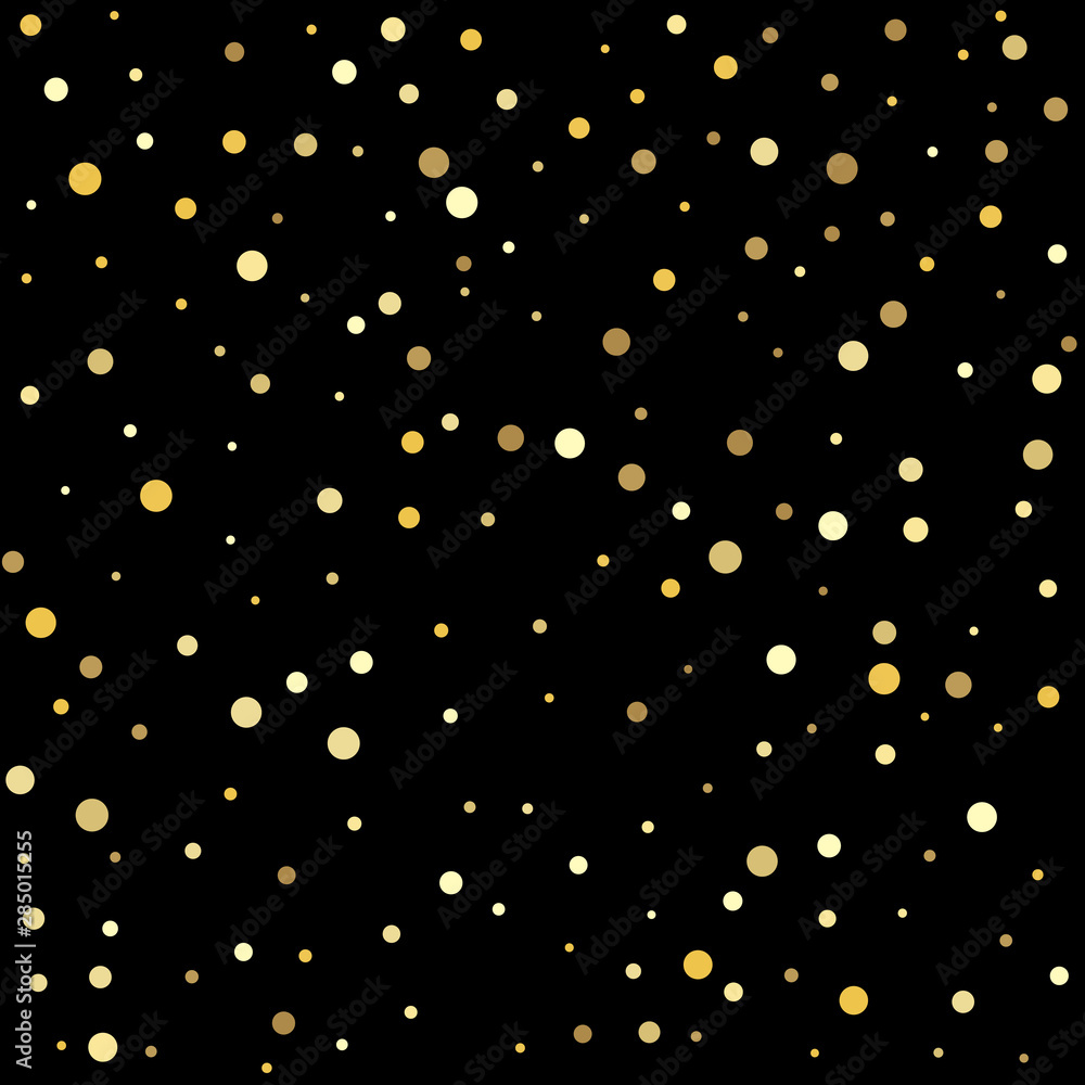 Golden dots on a square background. Sparkle tinsel elements celebration graphic design.