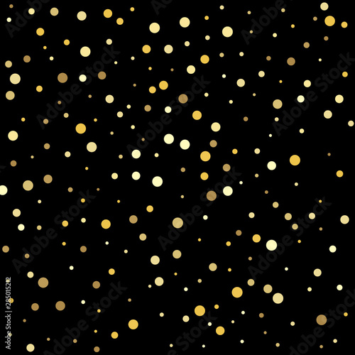 Confetti celebration. Christmas dots background vector, flying gold sparkles confetti.