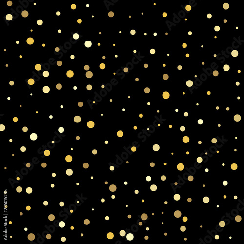 Golden dots on a square background. Sparkle tinsel elements celebration graphic design.