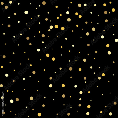 Falling golden dot abstract decoration for party, birthday celebrate, anniversary or event, festive. Template for holiday designs, invitation, party, birthday, wedding.