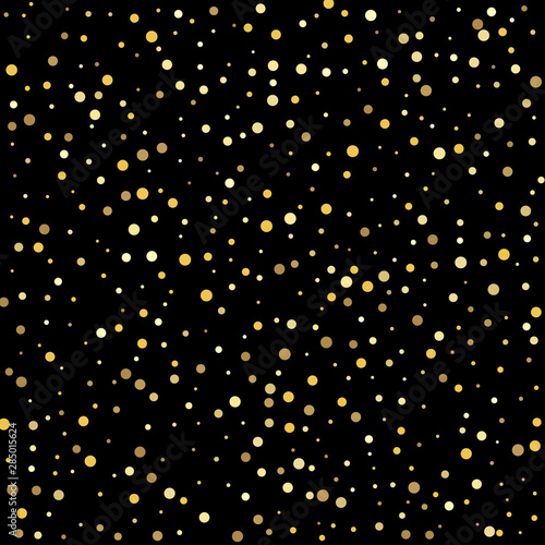 Template for holiday designs, invitation, party, birthday, wedding. Gold dots on a white background.