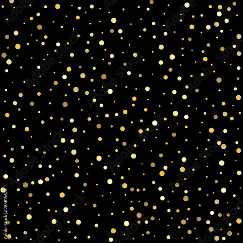 Falling golden dot abstract decoration for party, birthday celebrate, anniversary or event, festive. Sparkle tinsel elements celebration graphic design.
