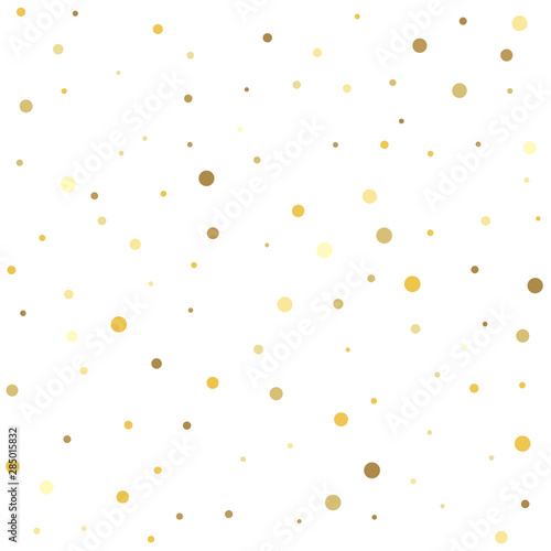 Christmas and New Year card  invitation  postcard  paper packaging. Christmas dots background vector  flying gold sparkles confetti.