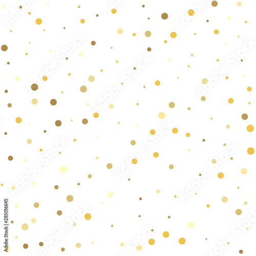 Gold flying dots confetti magic cosmic christmas vector. Golden dots on a square background.