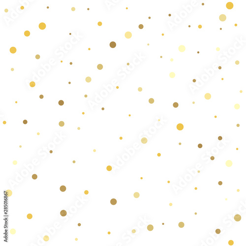 Abstract pattern of random falling gold dots. Falling golden dot abstract decoration for party, birthday celebrate, anniversary or event, festive.