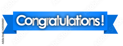 Obraz na płótnie congratulations in blue ribbon background