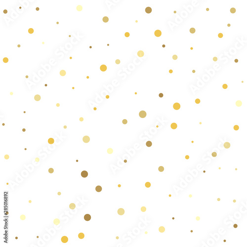 Texture of gold foil. Gold flying dots confetti magic cosmic christmas vector.