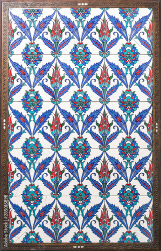 Ancient Ottoman patterned tile framed .
