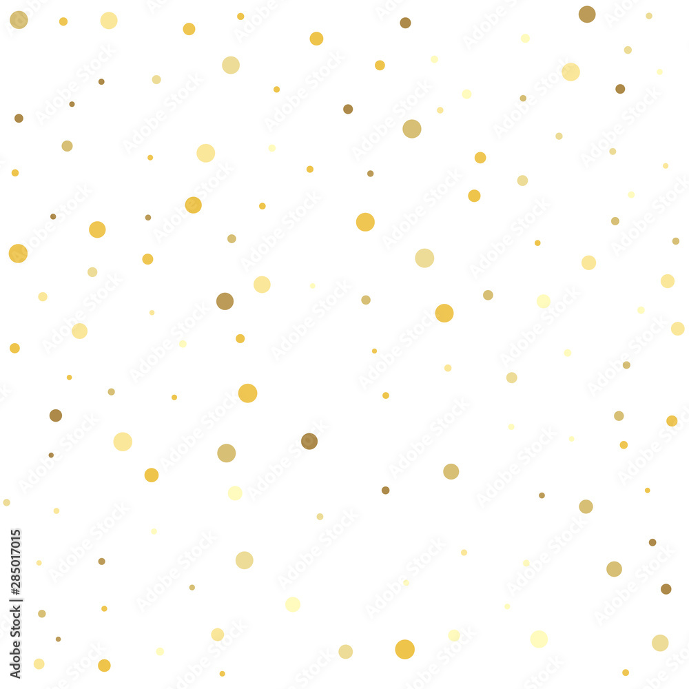 Gold dots. Glitter pattern for banner, greeting card.