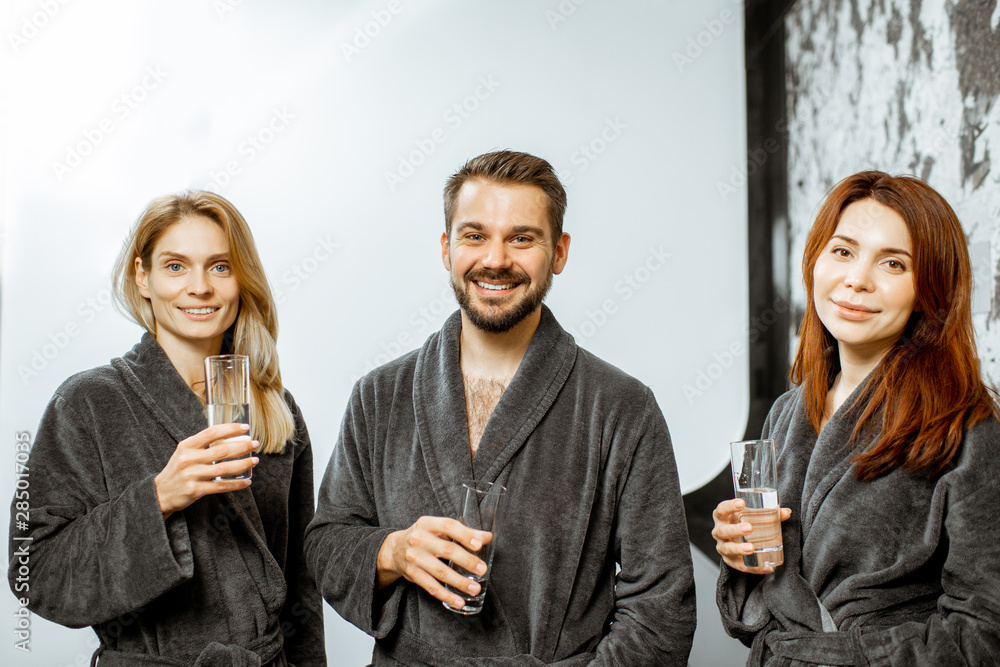 People with mineral water at the pump-room People with mineral water at the pump-room