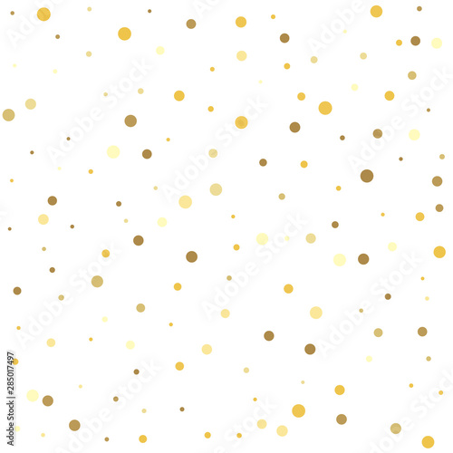 Texture of gold foil. Gold flying dots confetti magic cosmic christmas vector.