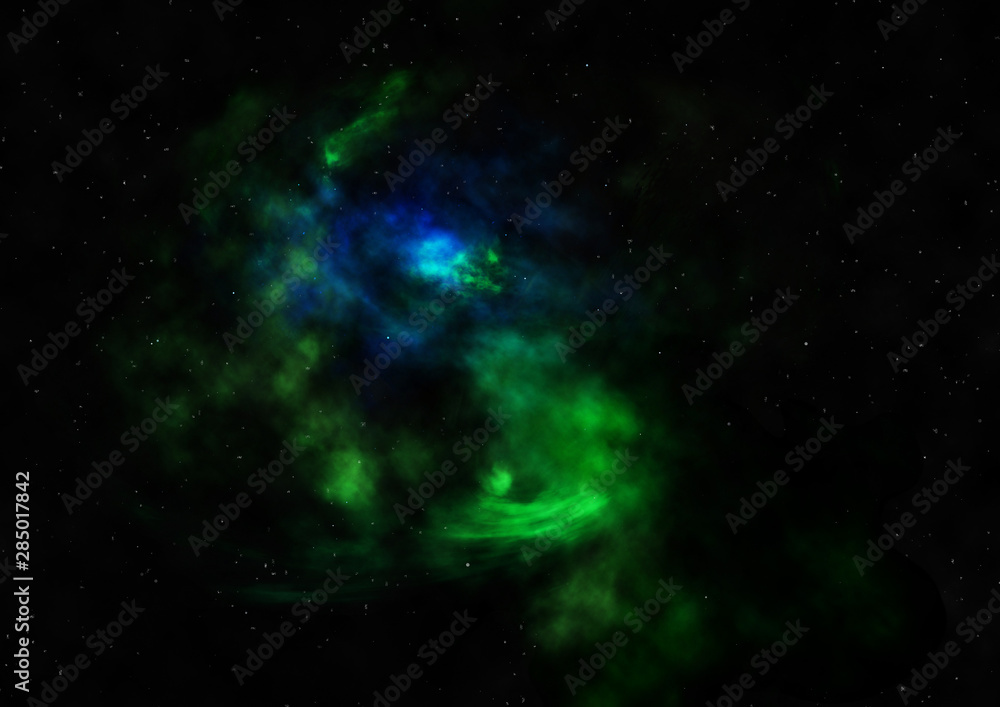 Naklejka premium Star field in space and a nebulae. 3D rendering