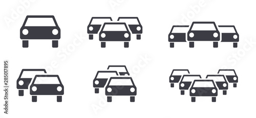 Cars and traffic jam symbols icons