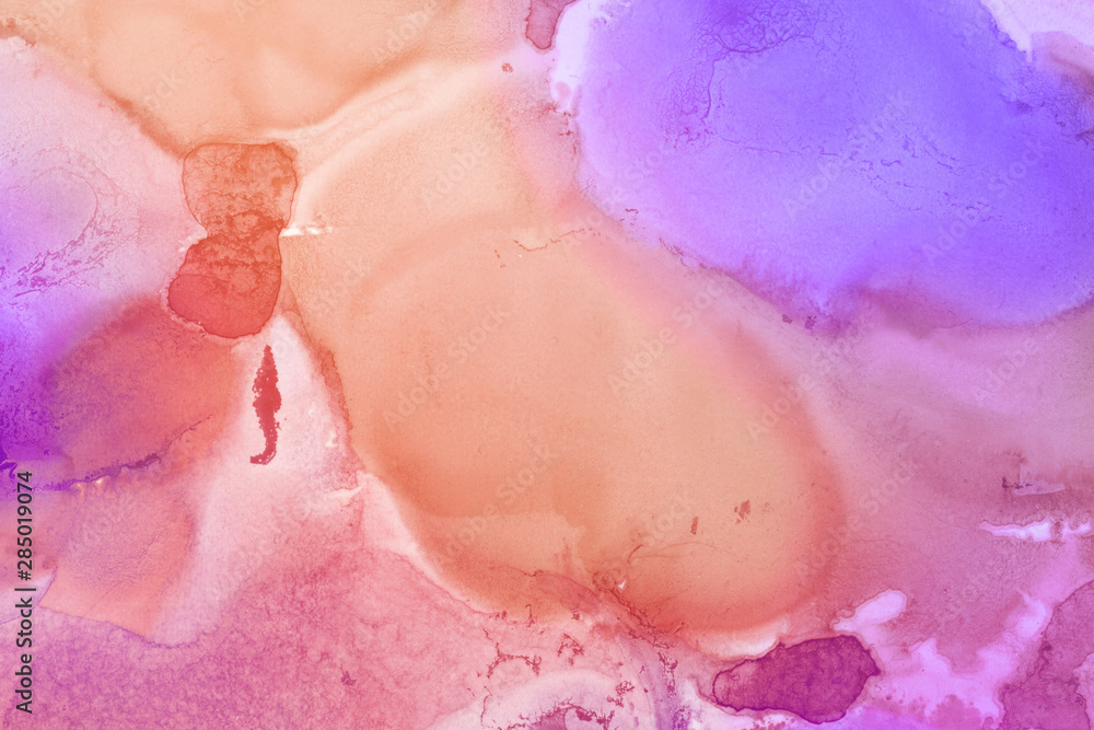 Fototapeta premium Colorful hand painted alcohol ink background. Abstract delicate texture. Contemporary wallpaper.