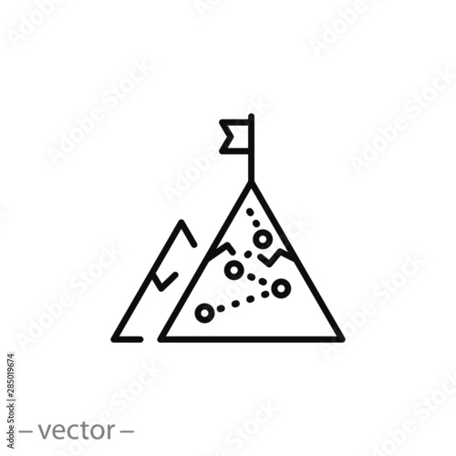 challenge icon, business high performance, triumph, thin line symbol on white background - editable stroke vector illustration eps 10