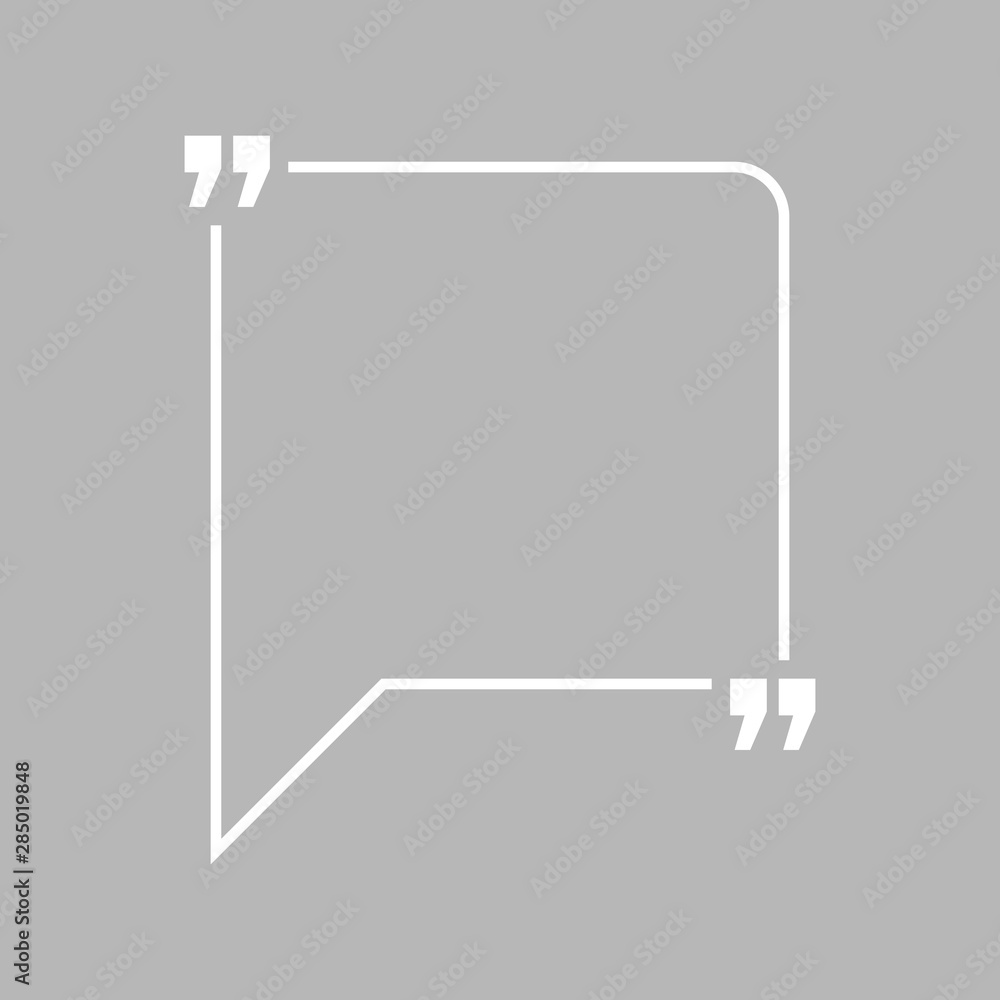 Obraz premium Quotation blank template in quotes isolated on gray. Creative banner illustration with blank quotation frame with quotes. Minimalistic modern empty template typography design for wisdom or motivation
