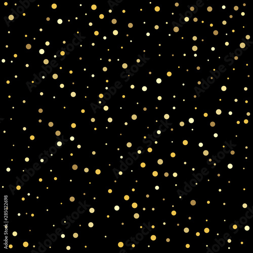 Confetti cover from gold dots. Holiday party decor.